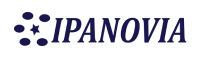 Het bedrijfslogo van Ipanovia met gestileerde stippen die een vorm vormen links van de tekst.