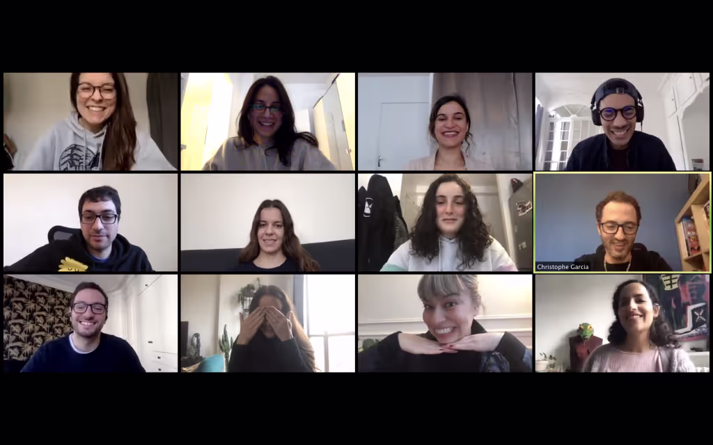 Weglot team taking part in a virtual eye yoga class 
