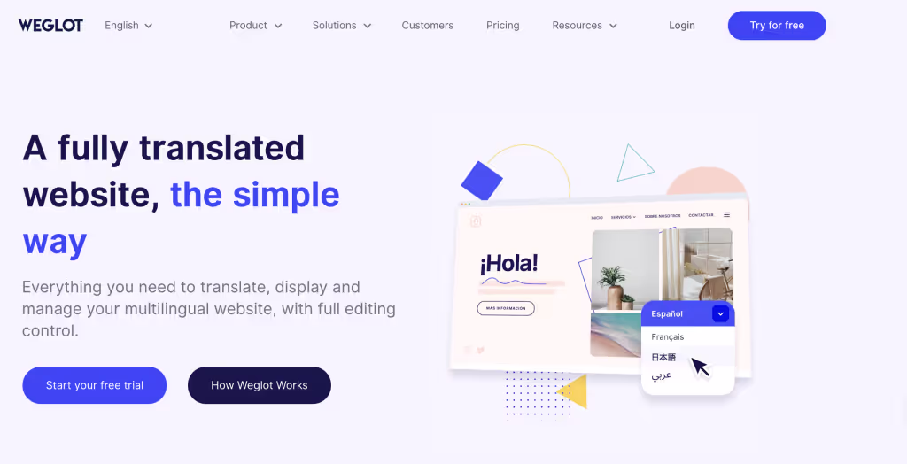 Weglot homepage
