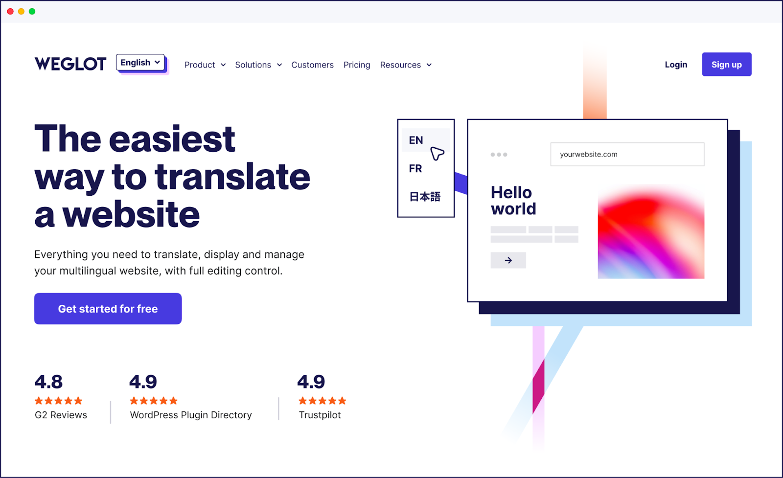 Weglot homepage - Weglot vs TranslatePress