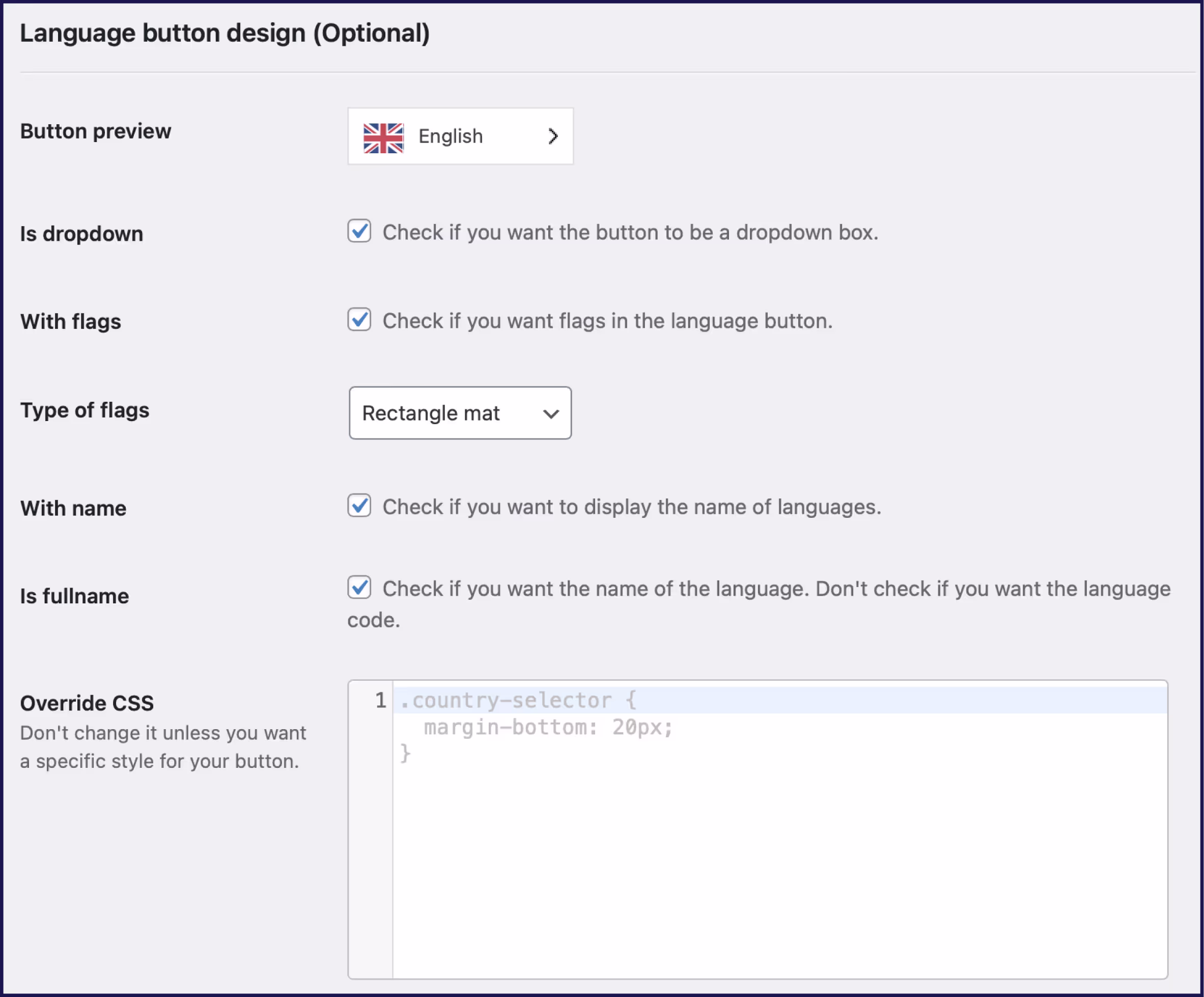Customizing the website’s language options using Weglot.