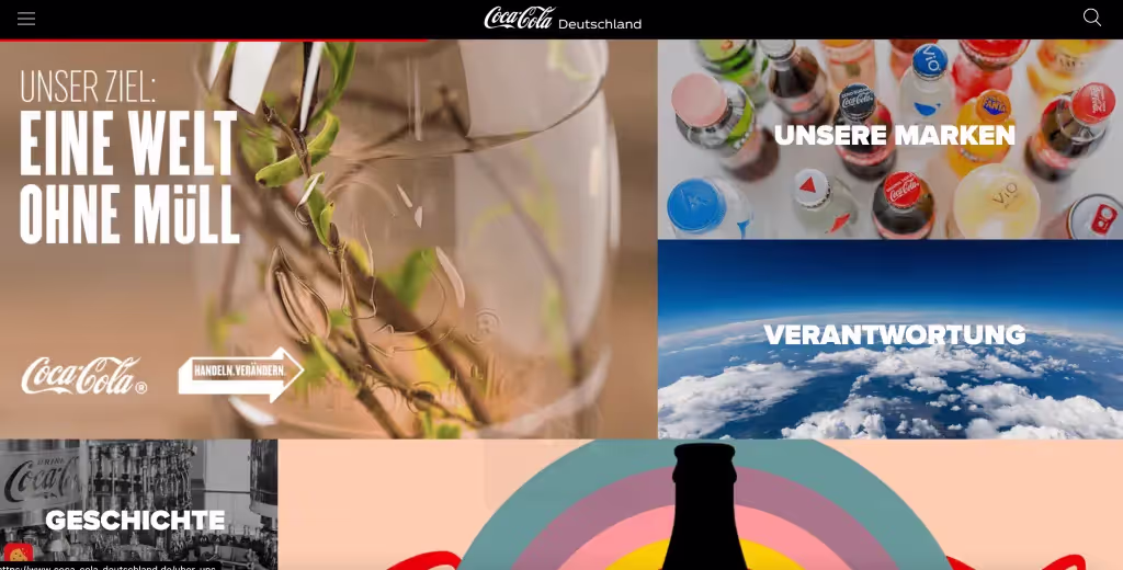 Coca-Cola homepage - international marketing