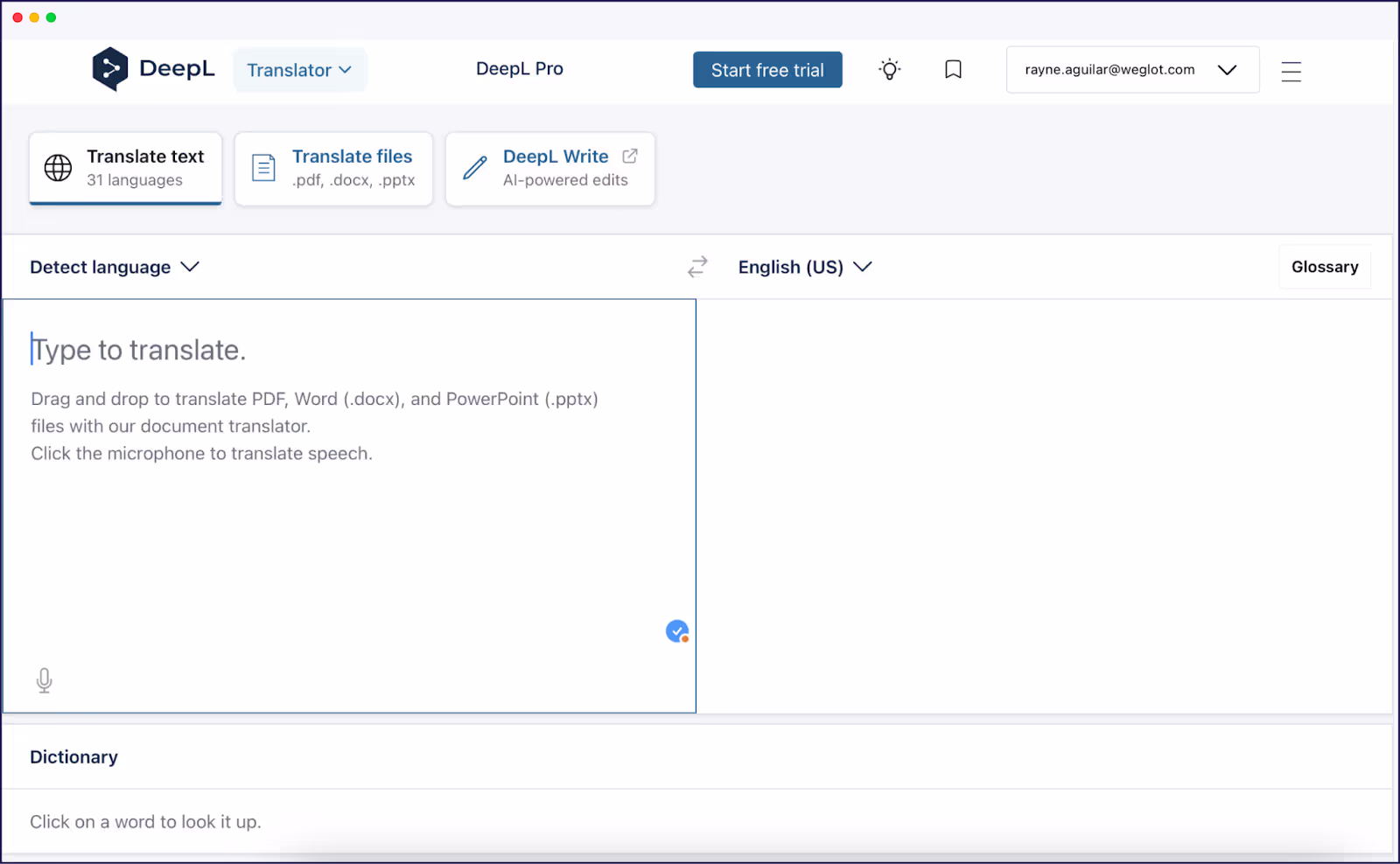 DeepL homepage