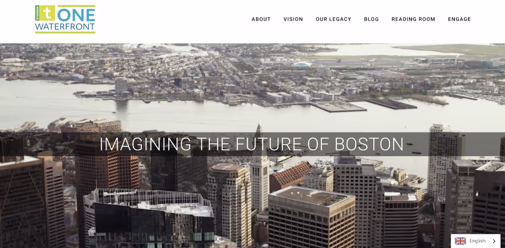 screenshot of the one waterfront initiative 