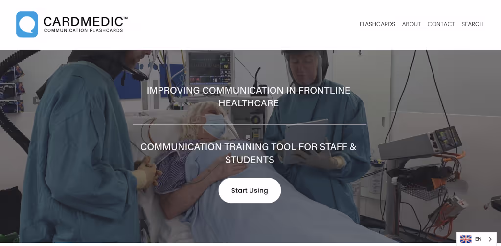 screenshot of cardmedic homepage