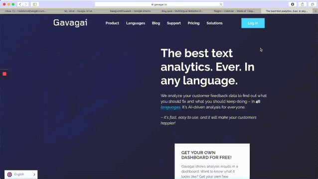 Gavagai translation multilingual website