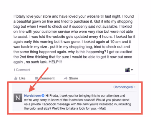 Nordstorm Facebook post