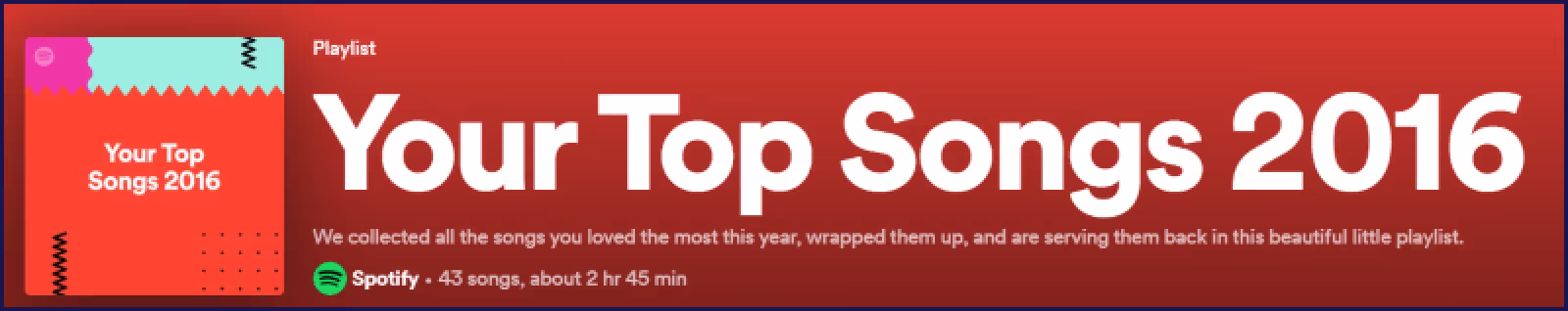 Spotify Wrapped 2016 sample playlist