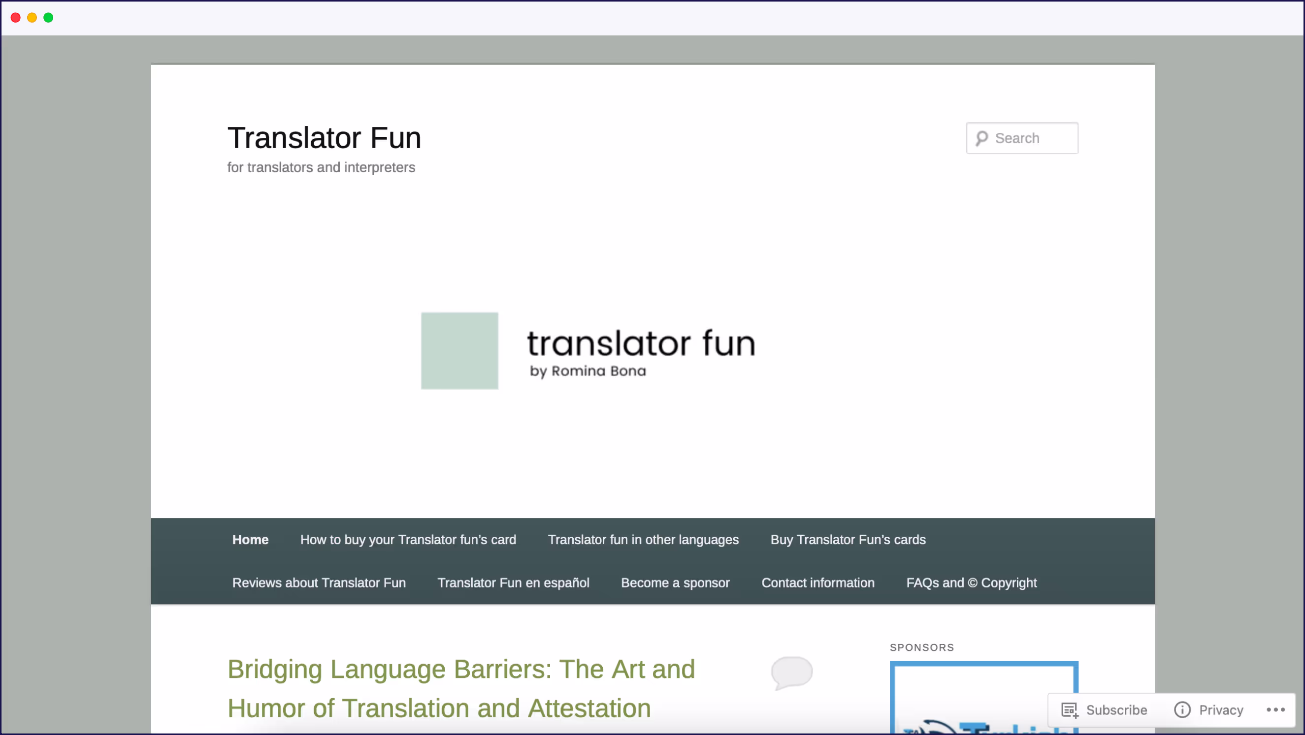 Translator Fun homepage