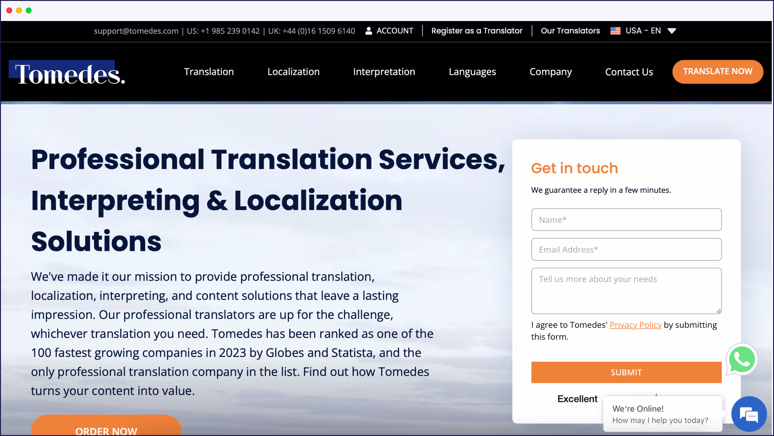 Tomedes homepage