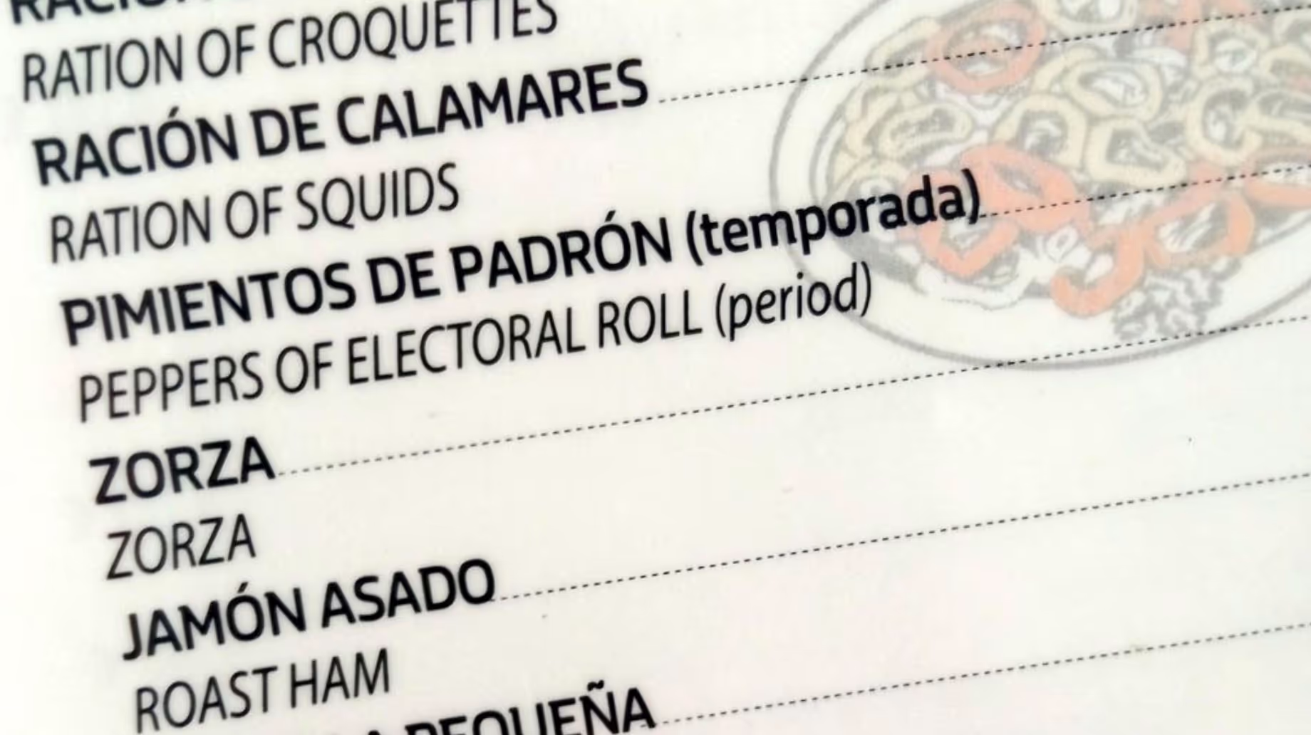 Another example of mistranslation on a Spanish menu