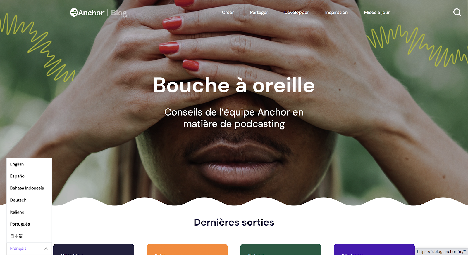 Multilingual Website Example: anchor.fm Homepage 