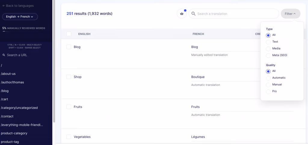 one dashboard to manage all translations