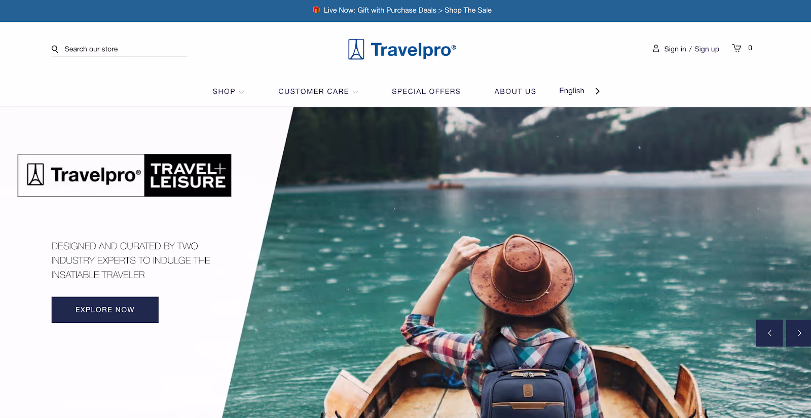 Travelpro homepage screenshot 