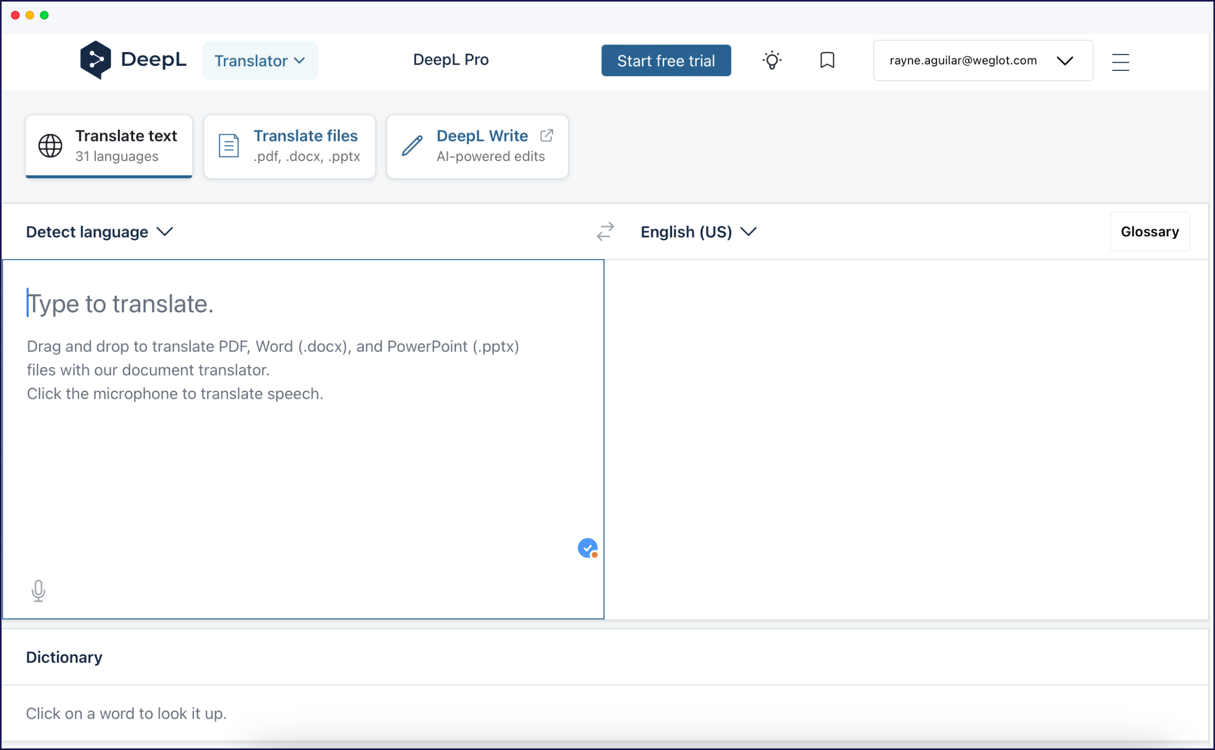 DeepL homepage