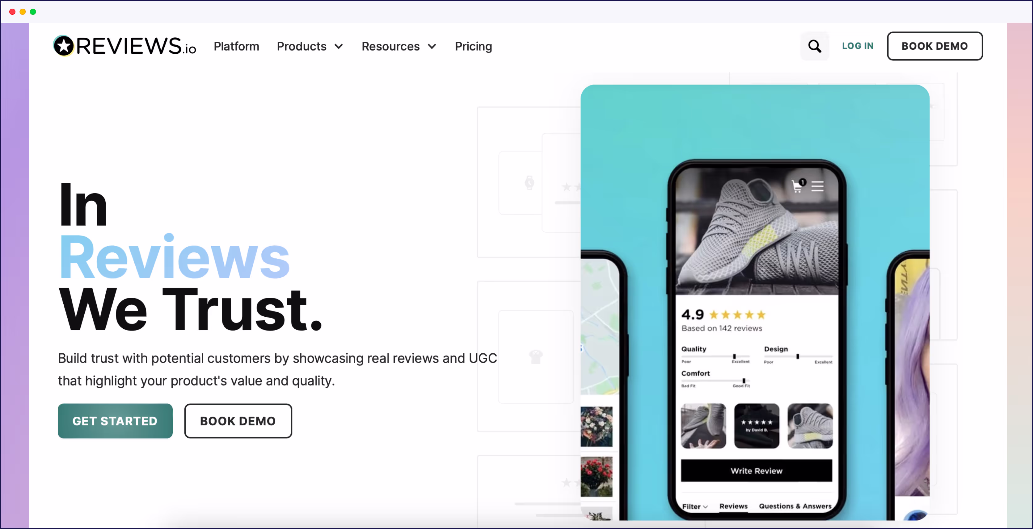 Página de inicio de REVIEWS.io