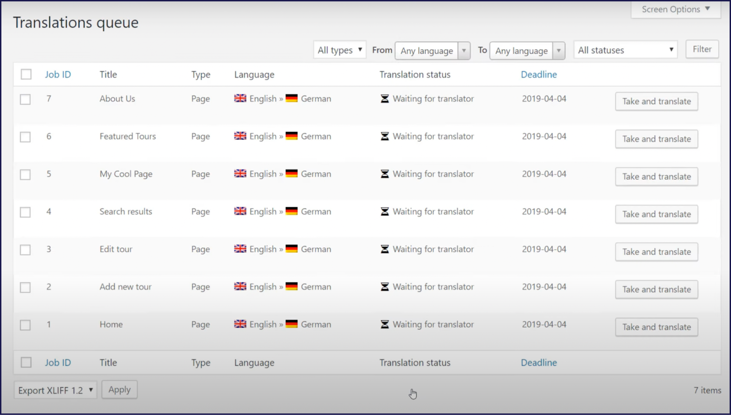WPML translations queue