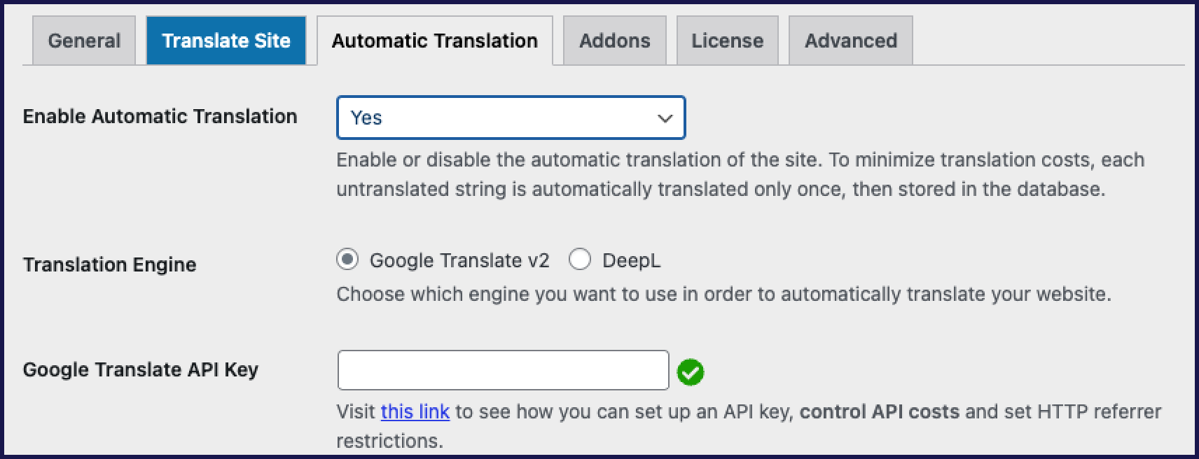 Automatic translation on TranslatePress