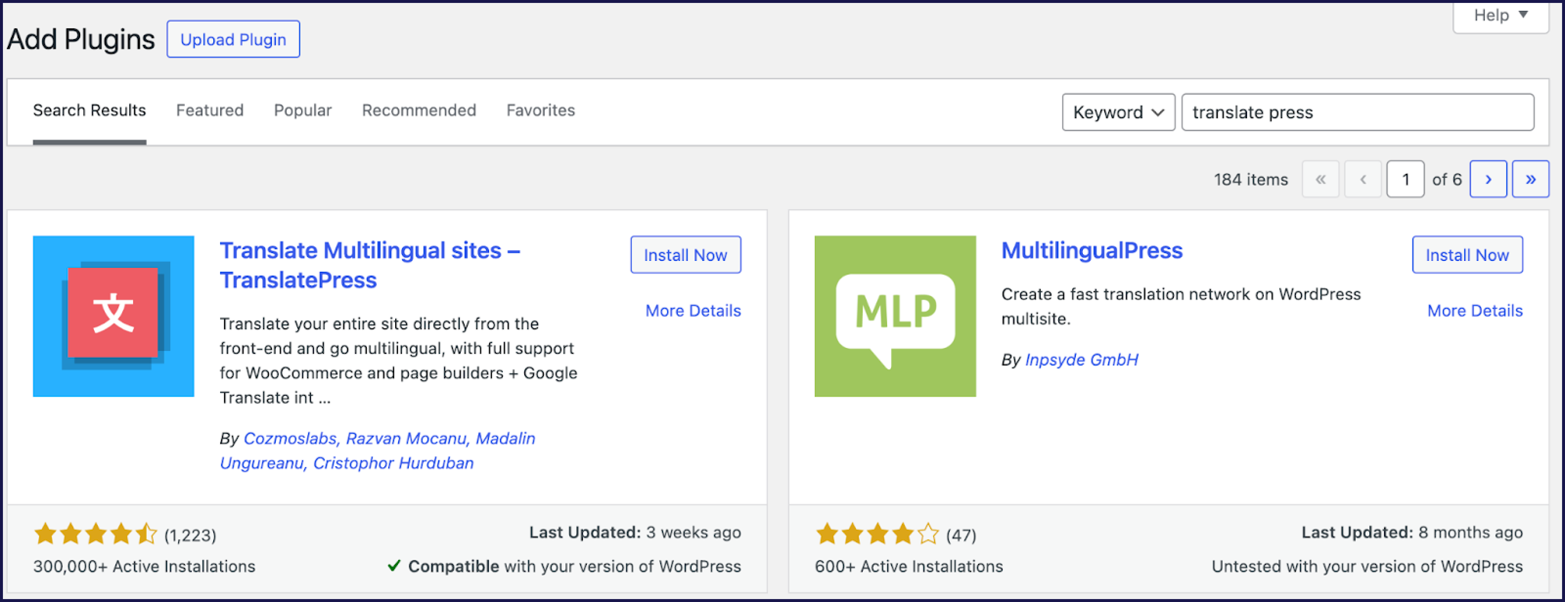 TranslatePress plugin on WordPress 