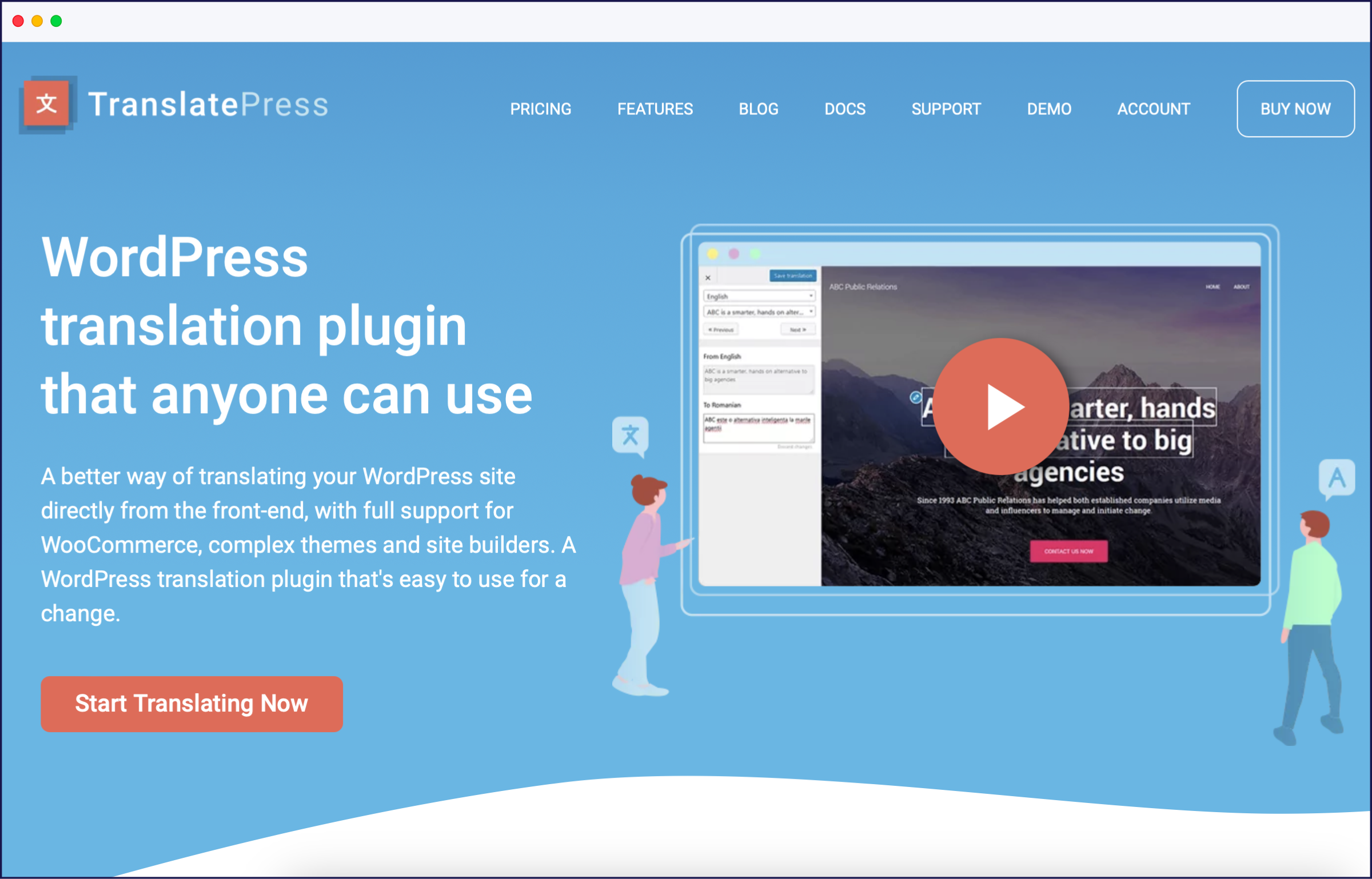TranslatePress homepage - Weglot vs TranslatePress