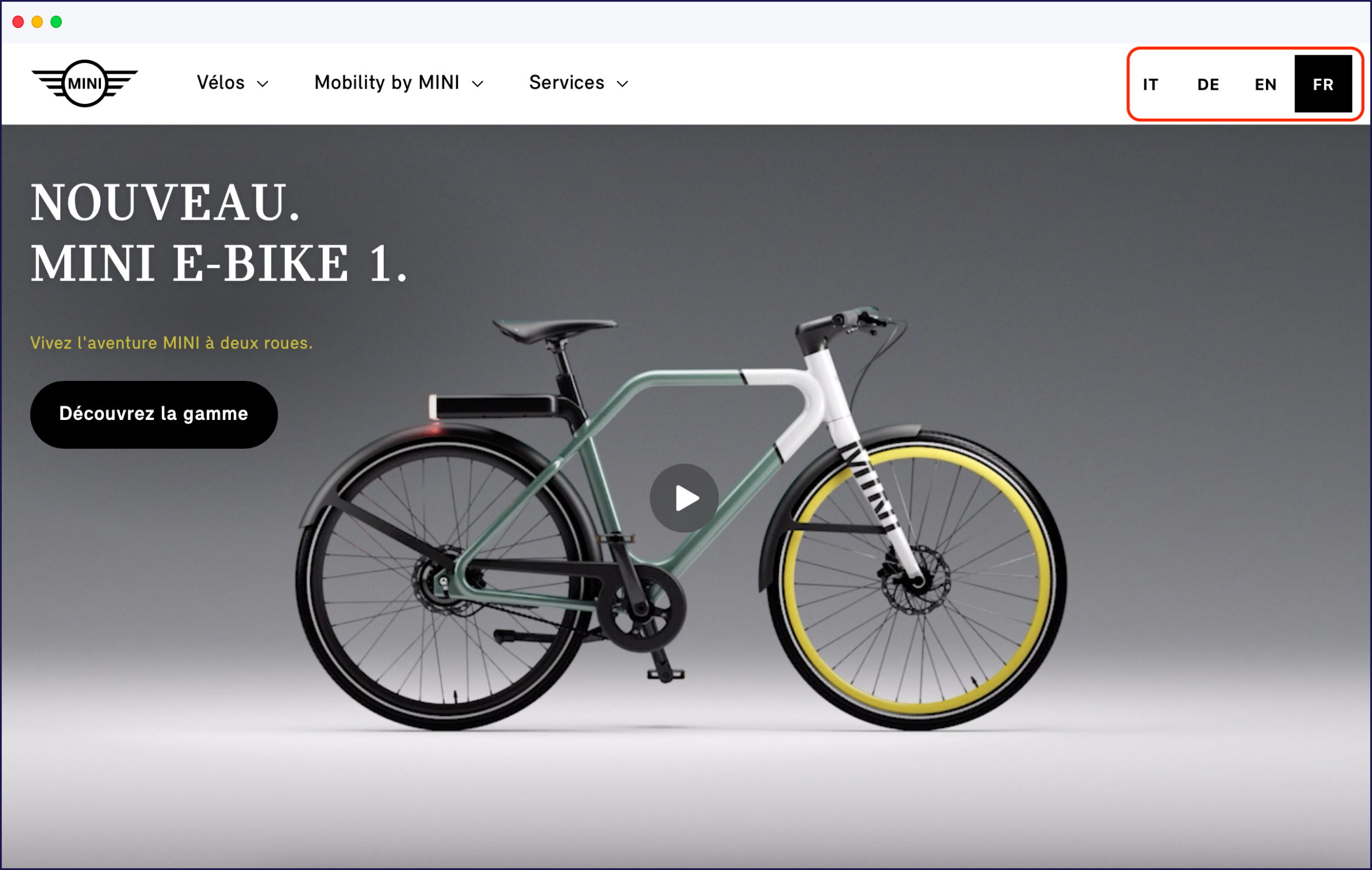 Mini E-bike website translated by Weglot - Weglot vs TranslatePress