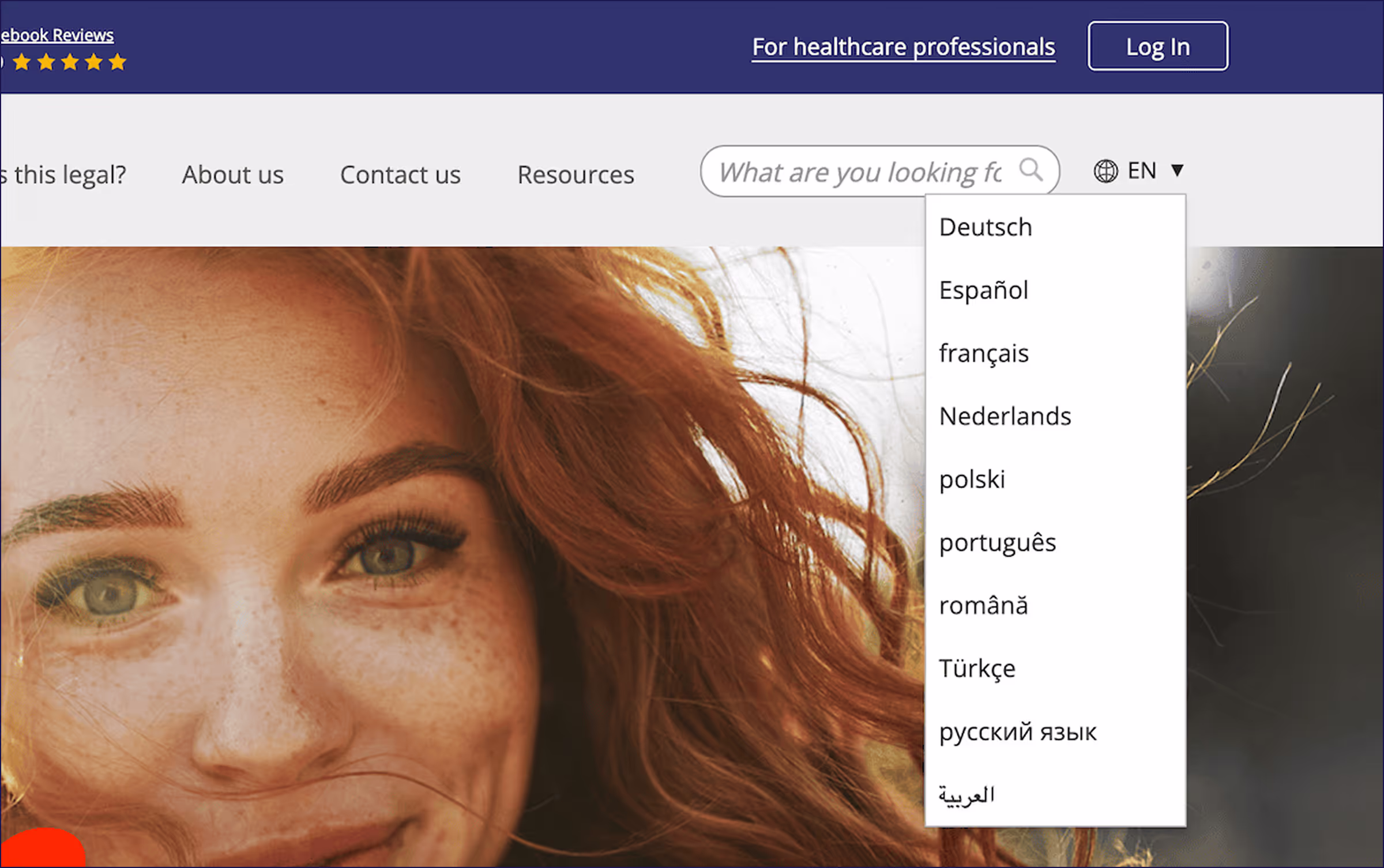 A website showing a language switcher using a typical globe icon.