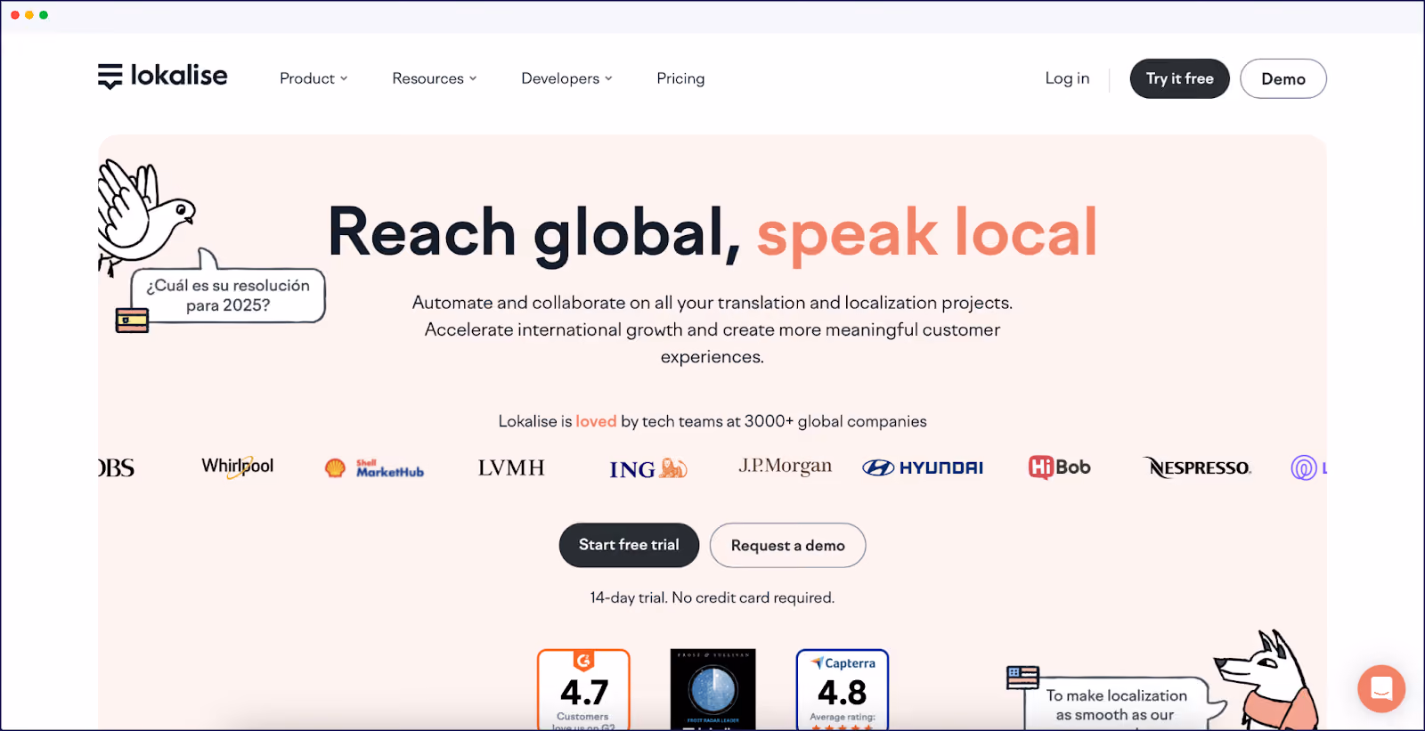 Lokalise homepage