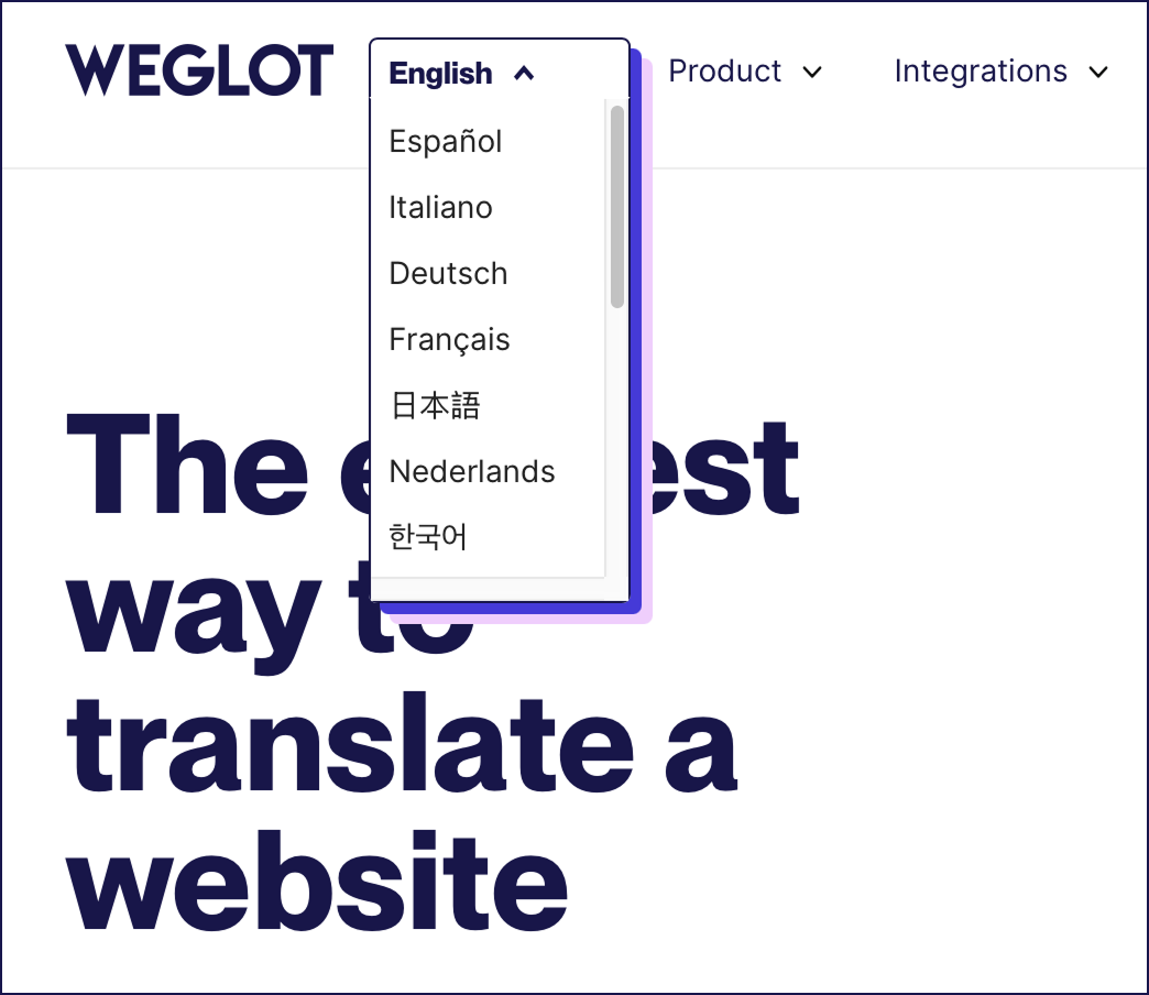 Weglot language switcher
