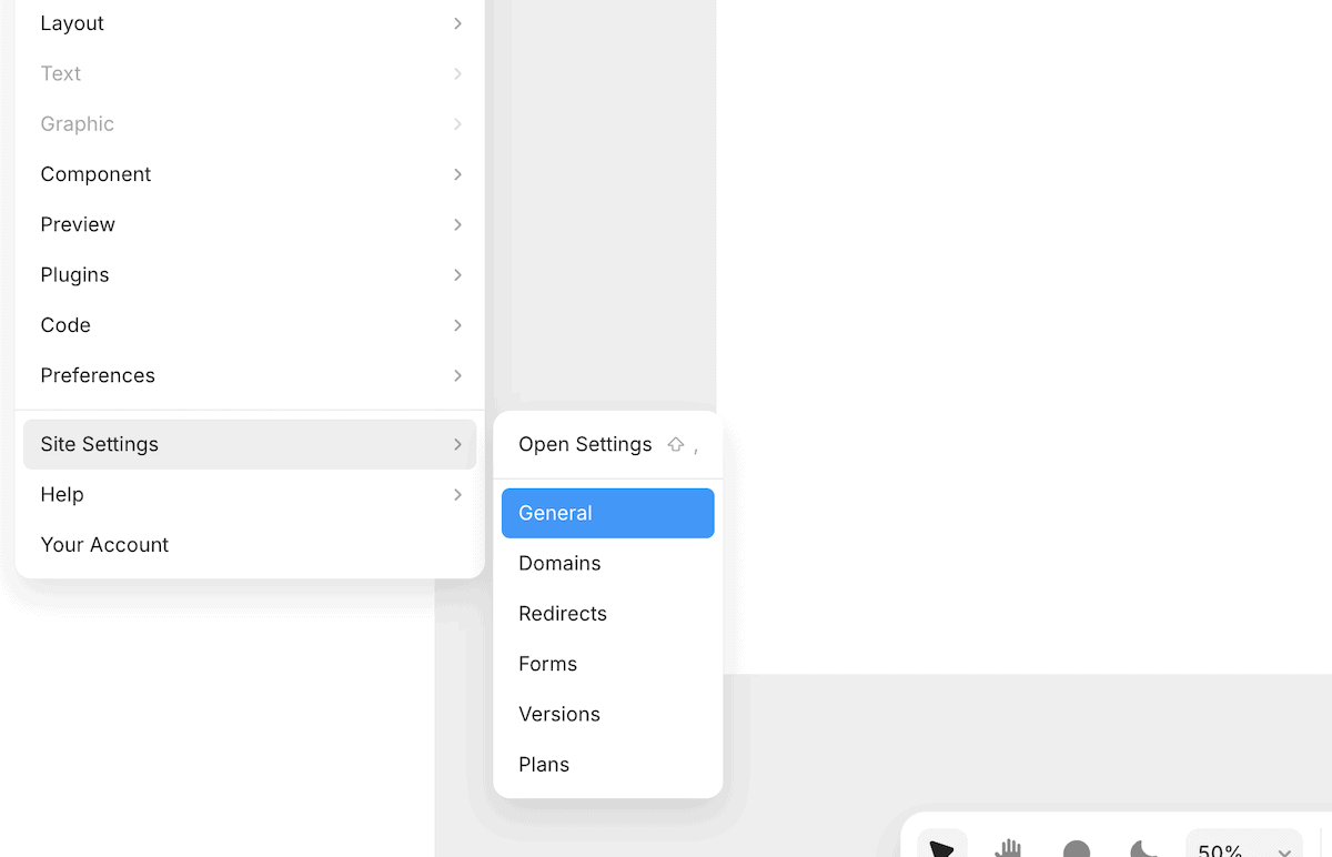The Framer Site Settings link.