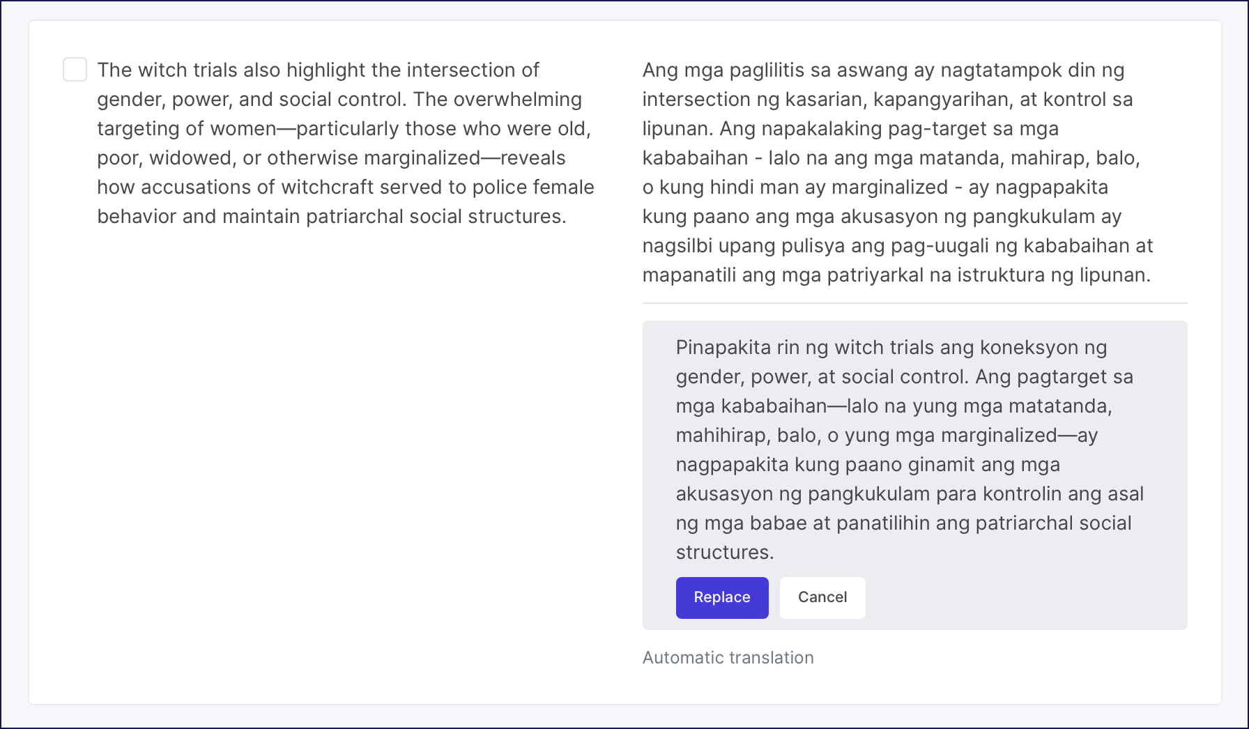 Testing out Weglot's AI custom language model on a translation