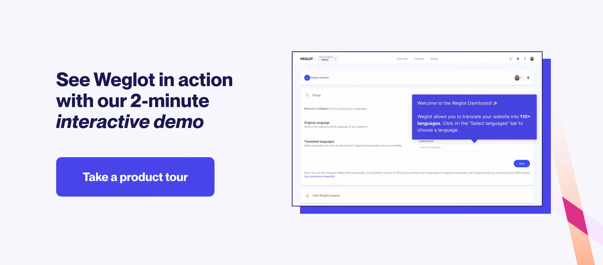 See Weglot in action with our 2-minute interactive demo