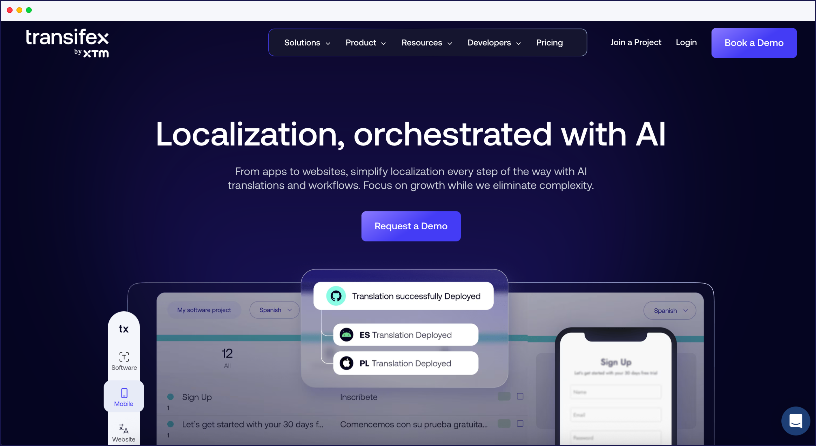 Transifex localization software - Webflow localization alternative