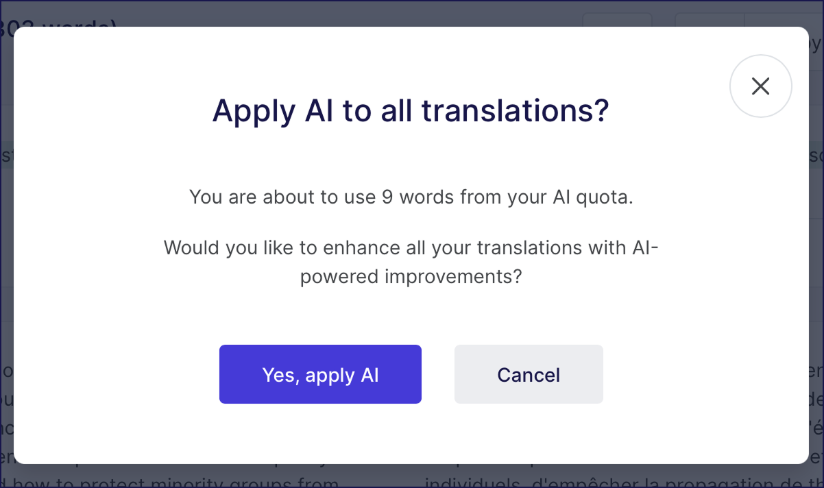 Apply AI to all translations