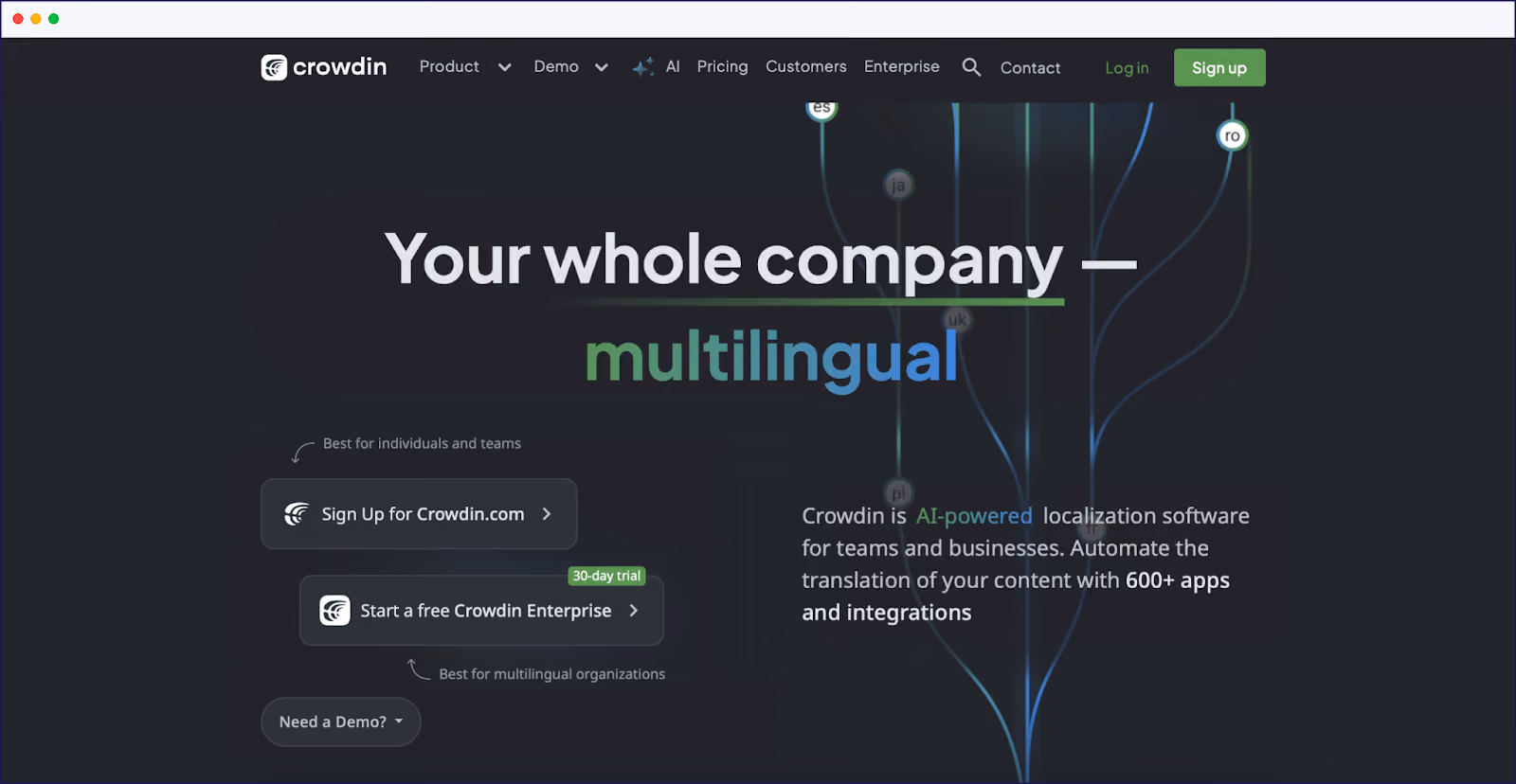 Crowdin homepage