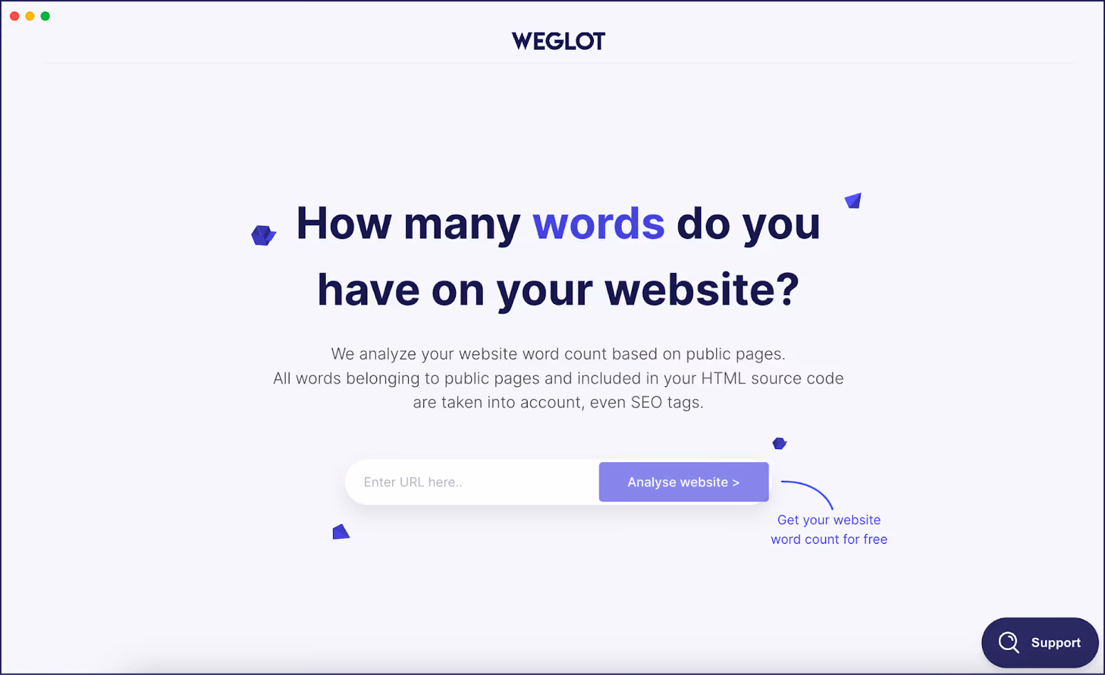 Software de contador de palavras da Weglot