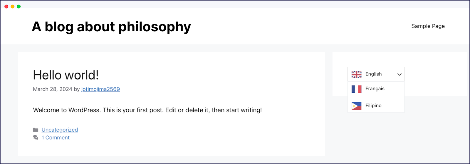 Weglot’s default language switcher