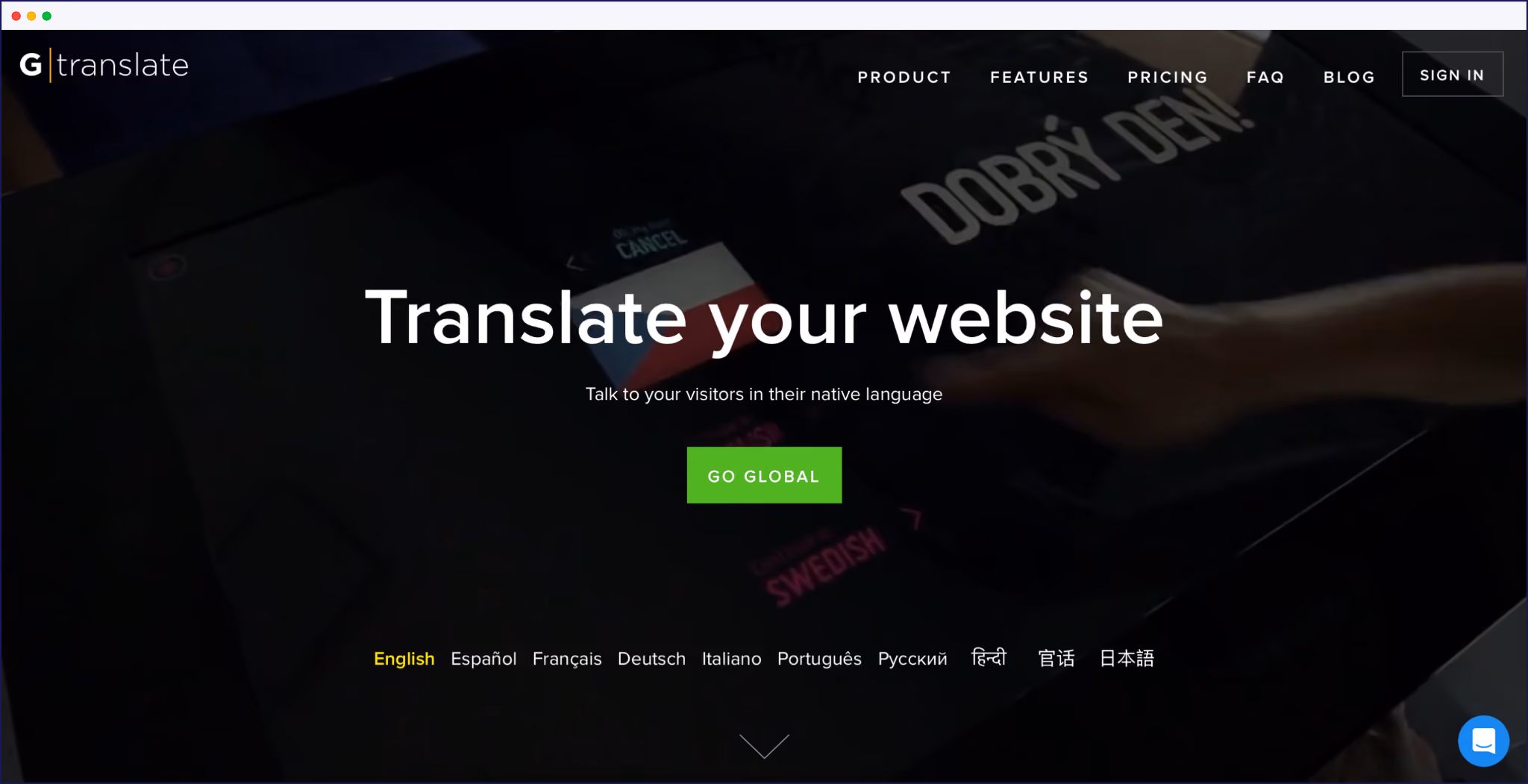 GTranslate homepage