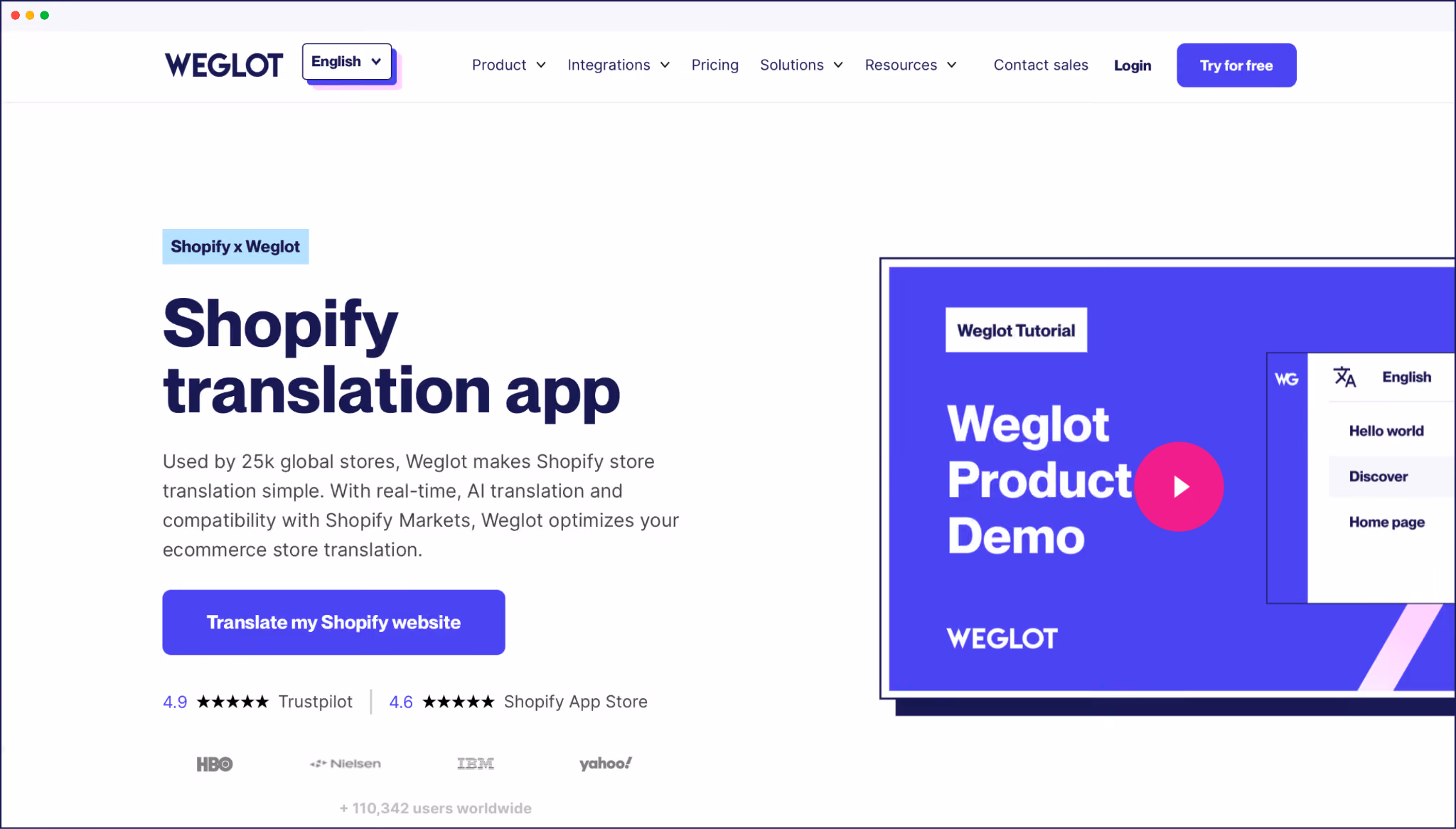 Weglot تطبيق ترجمة Shopify