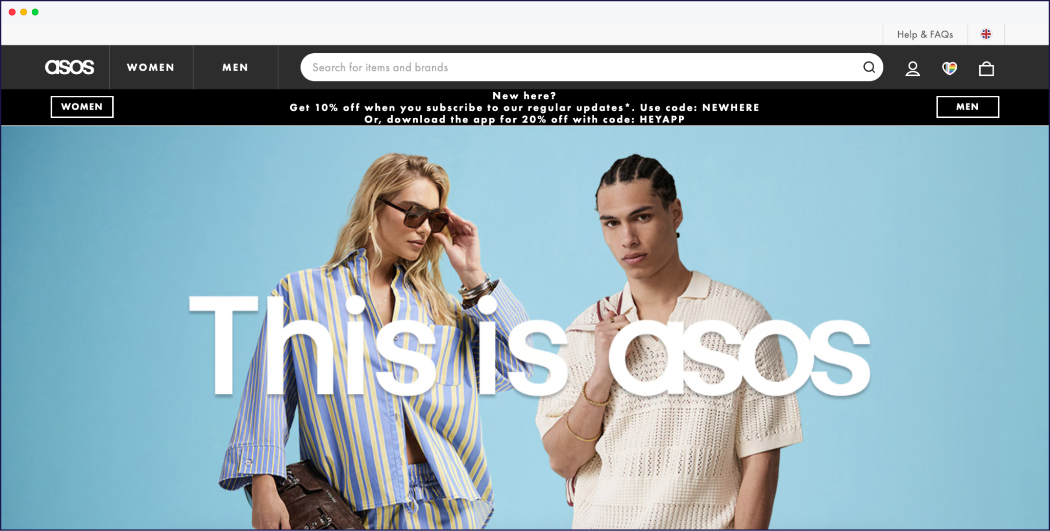 ASOS homepage