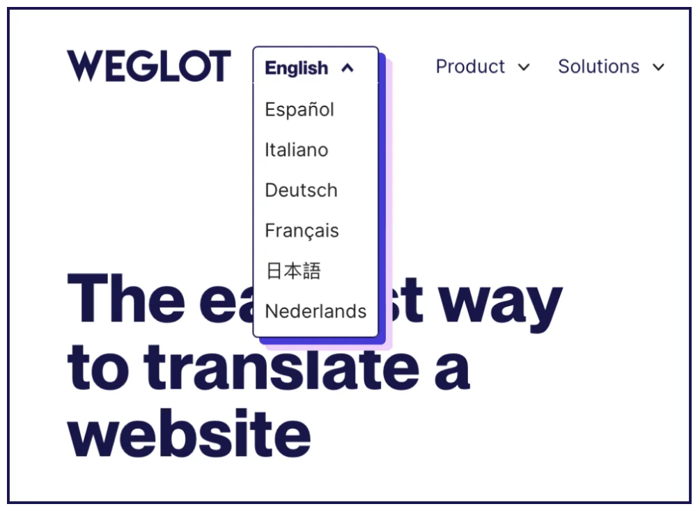 Weglot’s language switcher