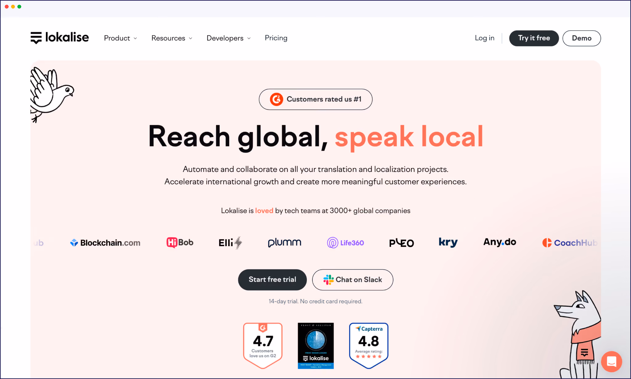 Lokalise homepage