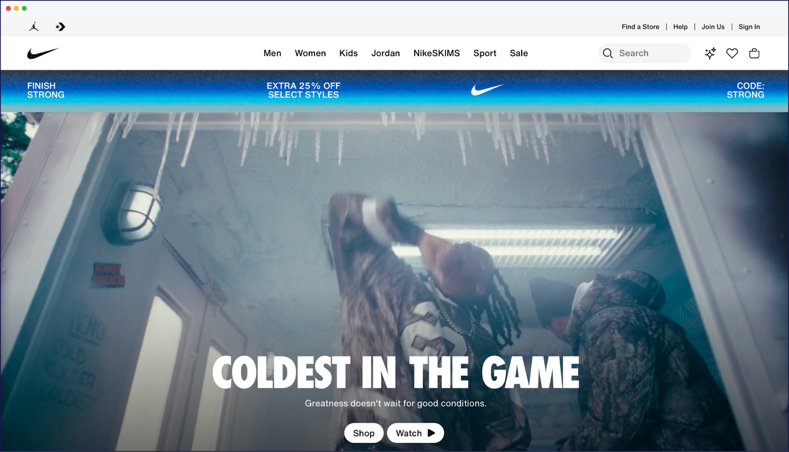 Nike homepage