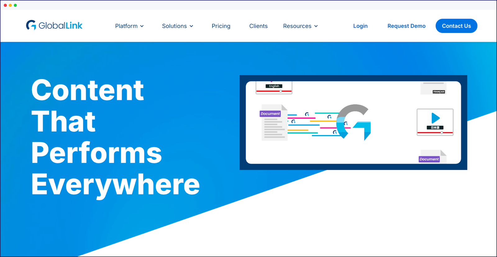 GlobalLink translation tool homepage