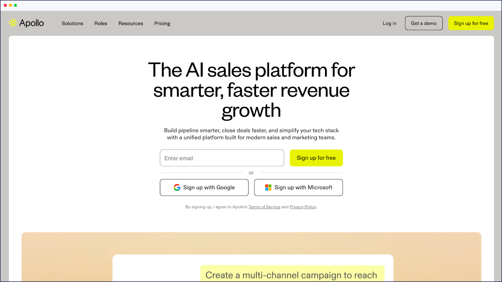 Apollo.io hjemmeside