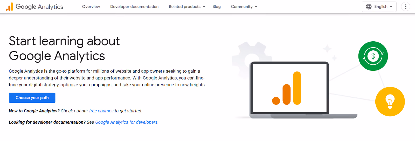 Google Analytics homepage