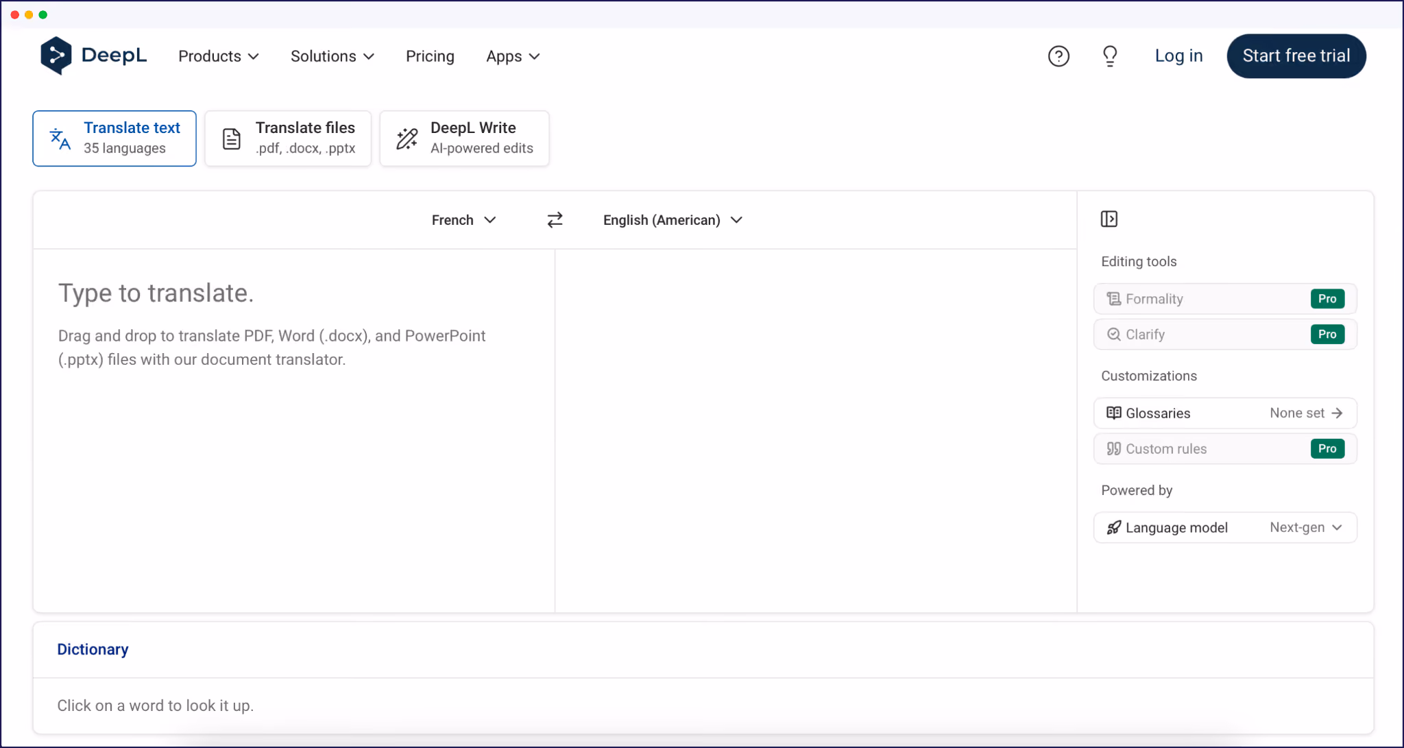 DeepL homepage