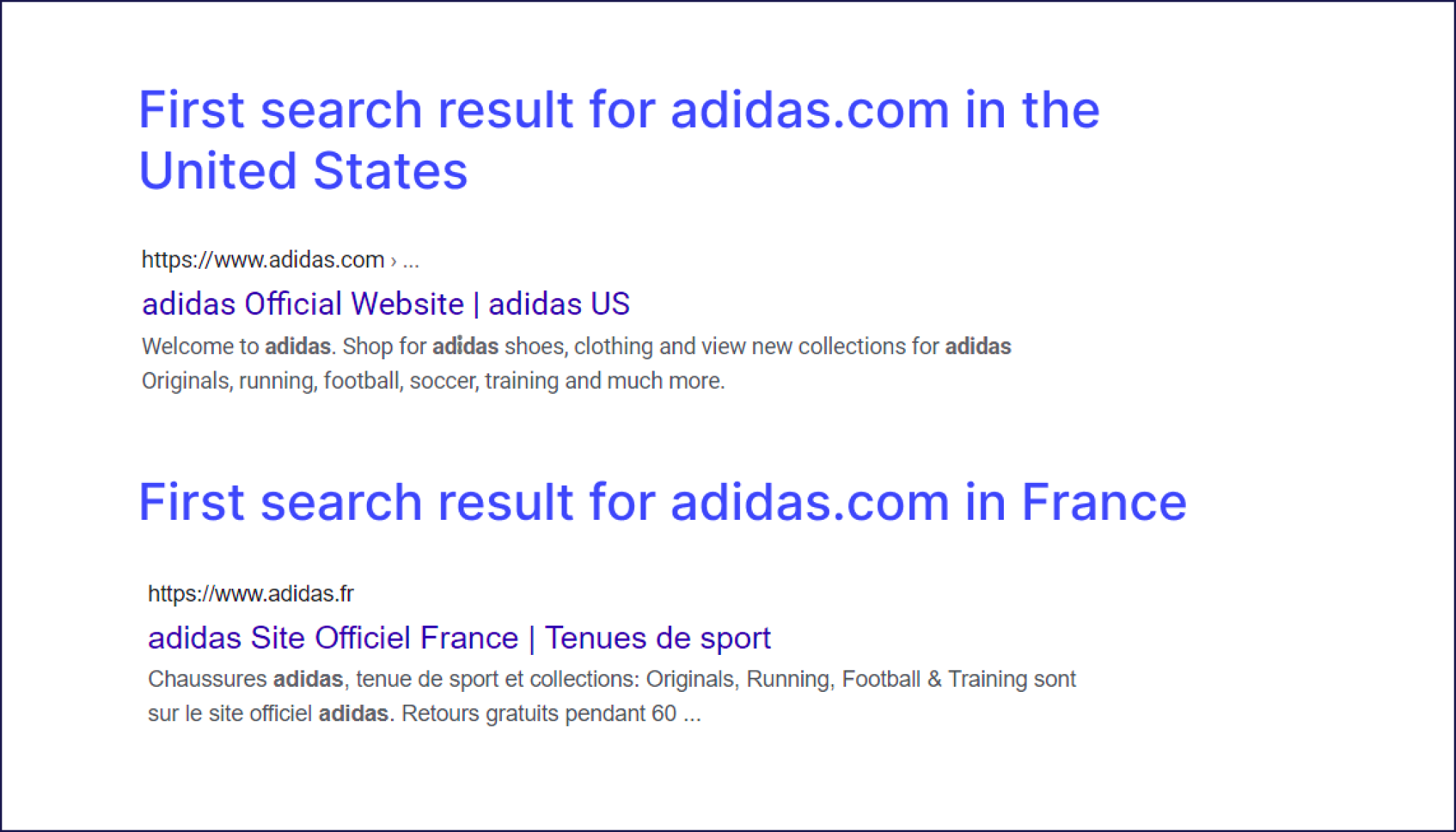 Hreflang search result comparison
