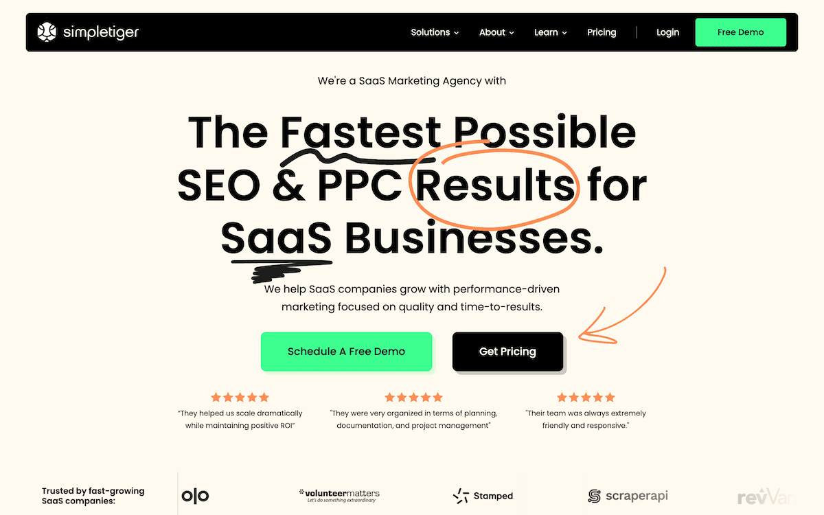 The SimpleTiger website home page.