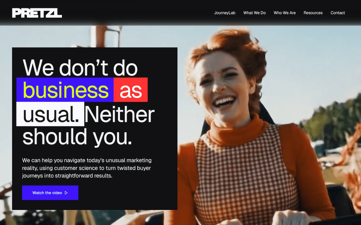 The Pretzl website home page.