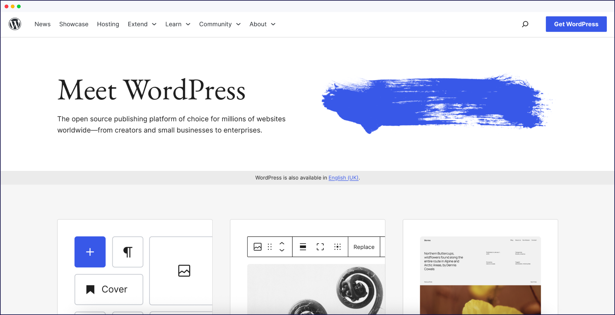 WordPress homepage  